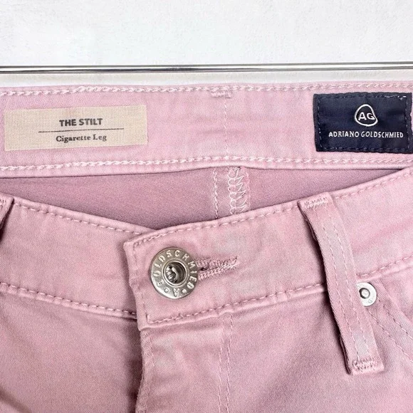 AG Adriano Goldschmied Stilt Cigarette Jeans Size 27R Pink Stretch Made In USA - Picture 6 of 7